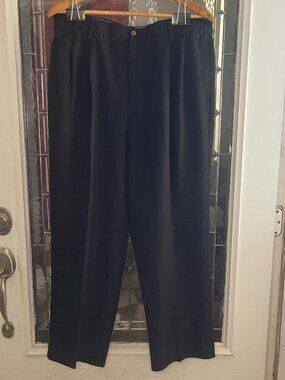 Havana Jacks Cafe Khaki Pants Mens 36 X 29 Black Rayon Super Soft Cuffes Pleats